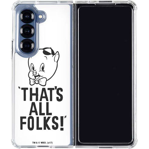 Looney Tunes Porky Thats All Folks Grid Galaxy Z Fold6 Clear Case
