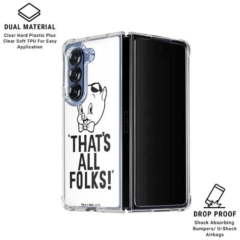 Looney Tunes Porky Thats All Folks Grid Galaxy Z Fold6 Clear Case