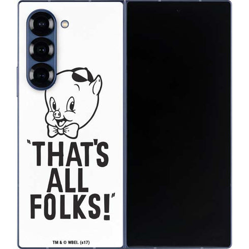 Looney Tunes Porky Thats All Folks Grid Galaxy Z Fold6 Skin