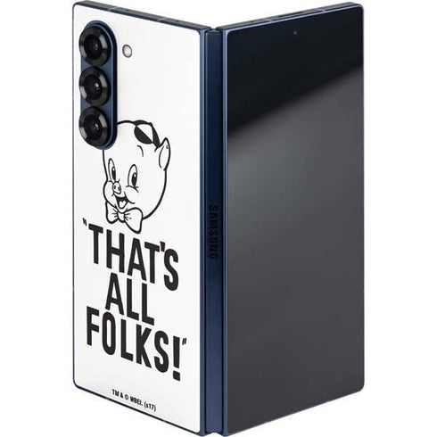 Looney Tunes Porky Thats All Folks Grid Galaxy Z Fold6 Skin