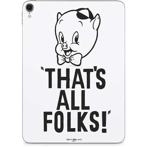 Looney Tunes Porky Thats All Folks Grid Apple iPad Pro Skin