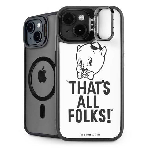 Looney Tunes Porky Thats All Folks Grid iPhone 14 Kickstand Case