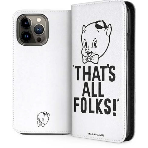 Looney Tunes Porky Thats All Folks Grid iPhone 14 Pro Max Folio Case