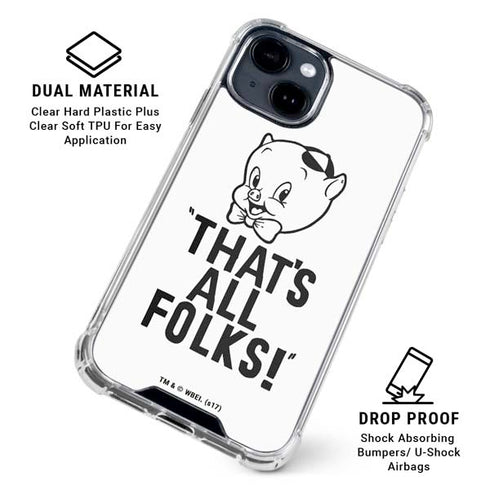 Looney Tunes Porky Thats All Folks Grid iPhone 15 Clear Case