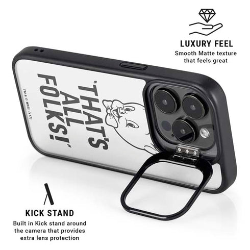 Looney Tunes Porky Thats All Folks Grid iPhone 15 Pro Kickstand Case