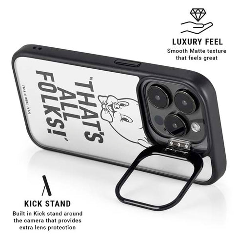 Looney Tunes Porky Thats All Folks Grid iPhone 15 Pro Max Kickstand Case