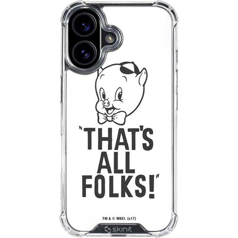 Looney Tunes Porky Thats All Folks Grid iPhone 16 Clear Case