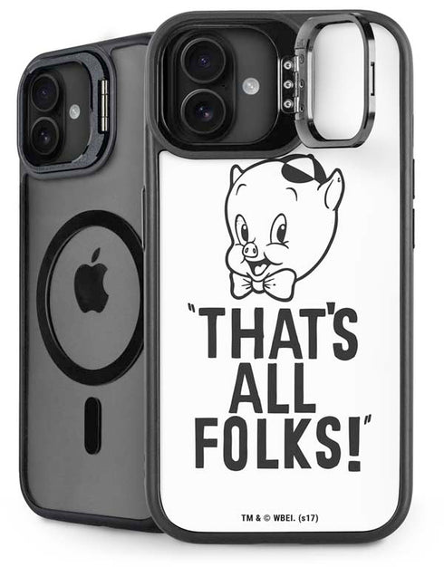 Looney Tunes Porky Thats All Folks Grid iPhone 16 Kickstand Case