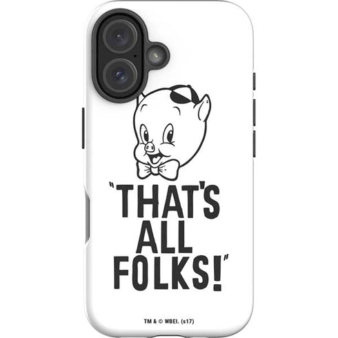 Looney Tunes Porky Thats All Folks Grid iPhone 16 Plus Impact Case