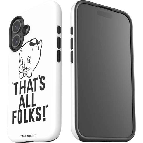 Looney Tunes Porky Thats All Folks Grid iPhone 16 Plus Impact Case