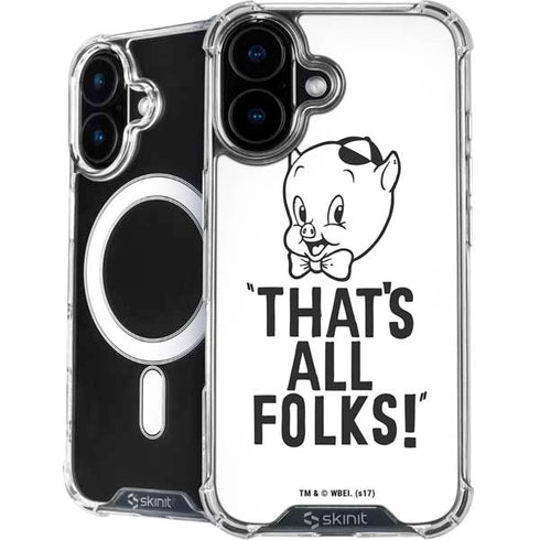 Looney Tunes Porky Thats All Folks Grid iPhone 16 Plus MagSafe Case