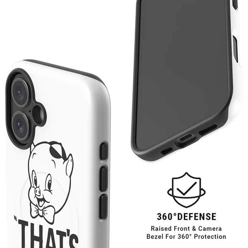 Looney Tunes Porky Thats All Folks Grid iPhone 16 Plus Magsafe Impact Case