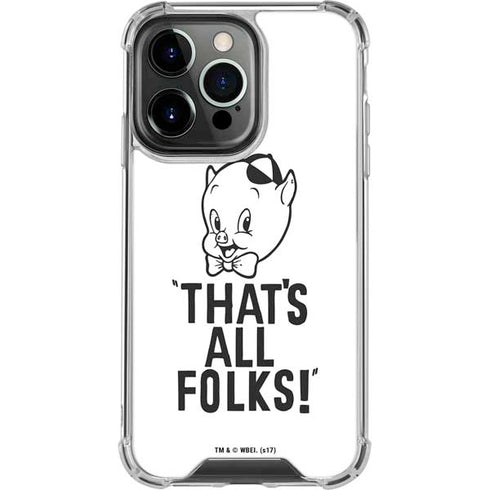 Looney Tunes Porky Thats All Folks Grid iPhone 16 Pro Clear Case