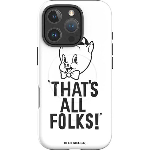 Looney Tunes Porky Thats All Folks Grid iPhone 16 Pro Magsafe Impact Case