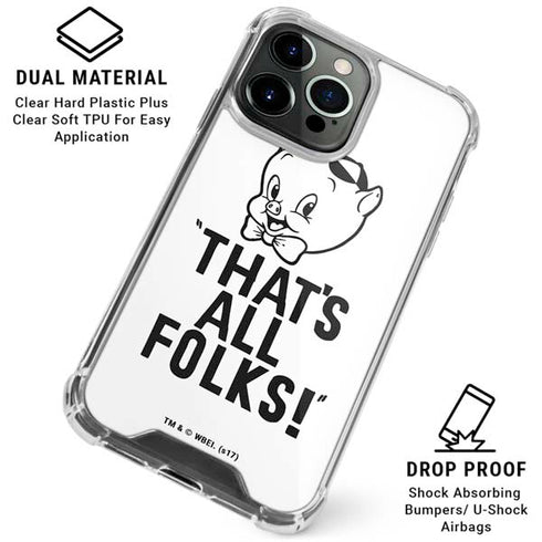 Looney Tunes Porky Thats All Folks Grid iPhone 16 Pro Max Clear Case