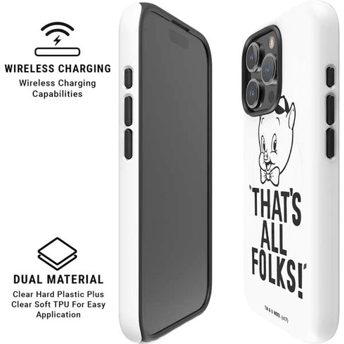 Looney Tunes Porky Thats All Folks Grid iPhone 16 Pro Max Magsafe Impact Case