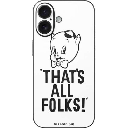 Looney Tunes Porky Thats All Folks Grid iPhone 16 Skin
