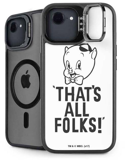 Looney Tunes Porky Thats All Folks Grid iPhone 16e Kickstand Case
