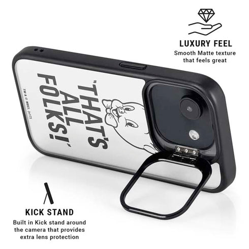 Looney Tunes Porky Thats All Folks Grid iPhone 16e Kickstand Case