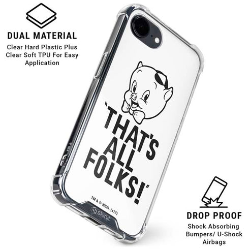 Looney Tunes Porky Thats All Folks Grid iPhone 16e Clear Case