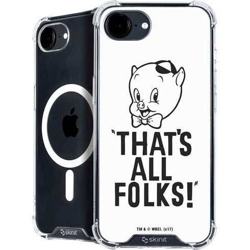 Looney Tunes Porky Thats All Folks Grid iPhone 16e MagSafe Case