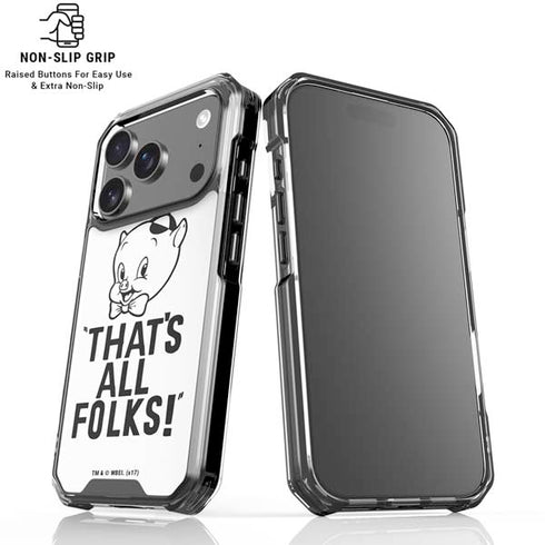 Looney Tunes Porky Thats All Folks Grid iPhone 18 Pro Clear Case