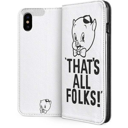 Looney Tunes Porky Thats All Folks Grid iPhone 8 Folio Case