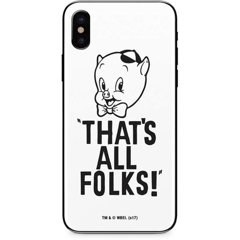 Looney Tunes Porky Thats All Folks Grid iPhone XS Skin
