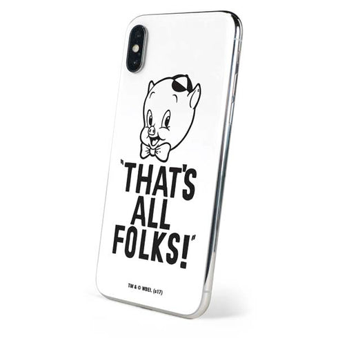 Looney Tunes Porky Thats All Folks Grid iPhone XS Skin