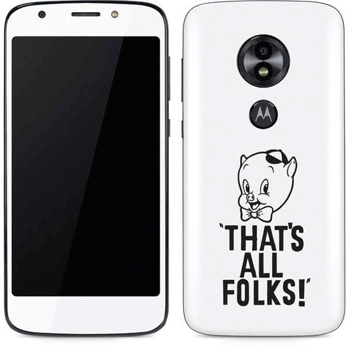 Looney Tunes Porky Thats All Folks Grid Moto E5 Play Skin