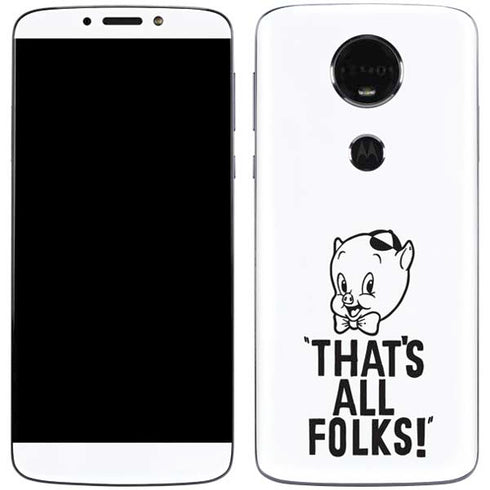 Looney Tunes Porky Thats All Folks Grid Moto E5 Plus Skin
