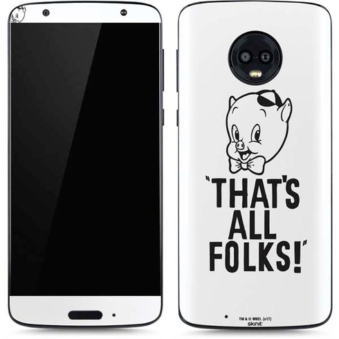 Looney Tunes Porky Thats All Folks Grid Moto G6 Skin