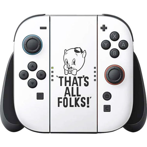 Looney Tunes Porky Thats All Folks Grid Nintendo Switch 2 (2025) Joy-Con Controller Skin