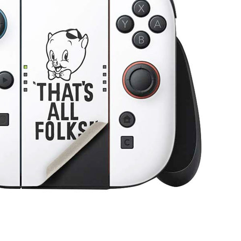 Looney Tunes Porky Thats All Folks Grid Nintendo Switch 2 (2025) Joy-Con Controller Skin