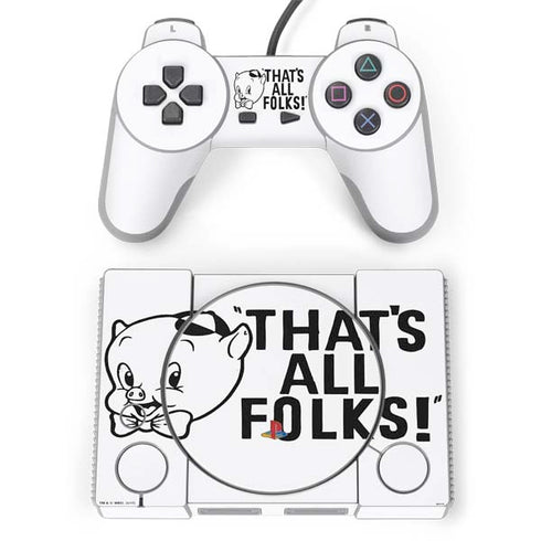 Looney Tunes Porky Thats All Folks Grid PlayStation Classic Bundle Skin