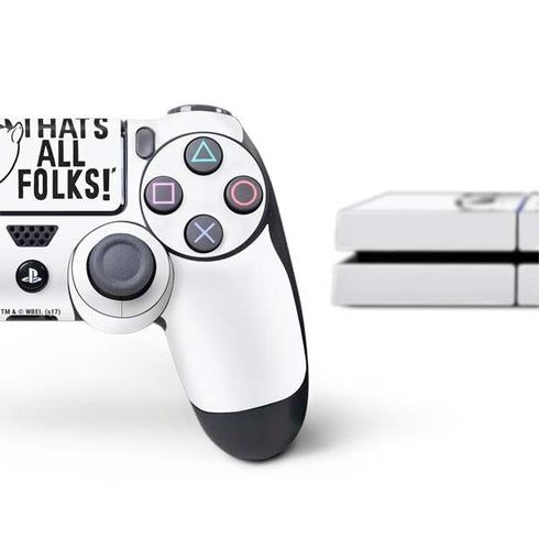 Looney Tunes Porky Thats All Folks Grid PS4 Console and Controller Bundle Skin