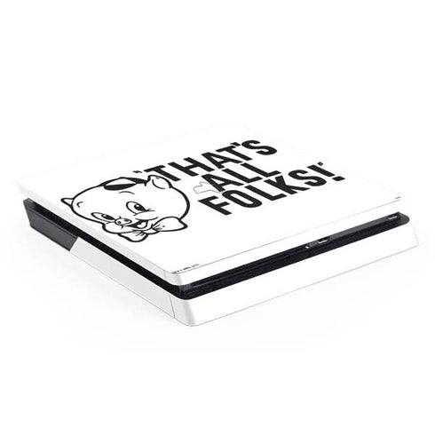 Looney Tunes Porky Thats All Folks Grid PS4 Slim Skin