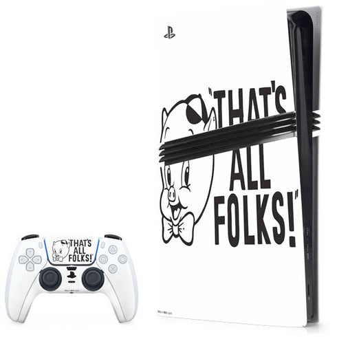 Looney Tunes Porky Thats All Folks Grid PS5 Pro Bundle Skin