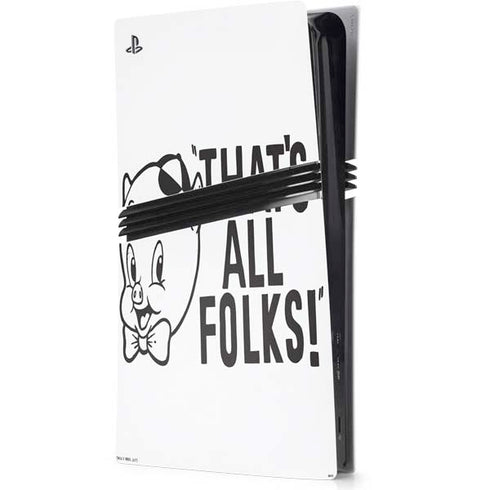 Looney Tunes Porky Thats All Folks Grid PS5 Pro Console Skin