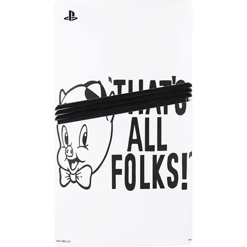 Looney Tunes Porky Thats All Folks Grid PS5 Pro Console Skin