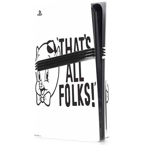 Looney Tunes Porky Thats All Folks Grid PS5 Pro Disk Console Skin
