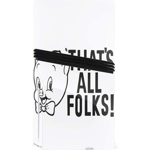 Looney Tunes Porky Thats All Folks Grid PS5 Pro Disk Console Skin