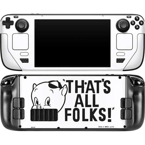 Looney Tunes Porky Thats All Folks Grid Steam Deck Handheld Gaming Computer OLED Skin
