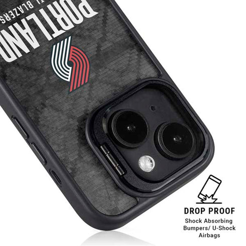 NBA Portland Trail Blazers Dark Rust iPhone 15 Plus Kickstand Case