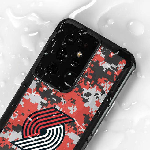 NBA Portland Trail Blazers Digi Camo Galaxy S24 Ultra Waterproof Case