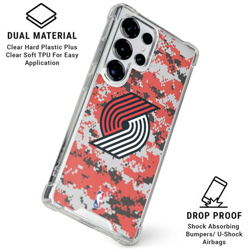 NBA Portland Trail Blazers Digi Camo Galaxy S26 Ultra Clear Case