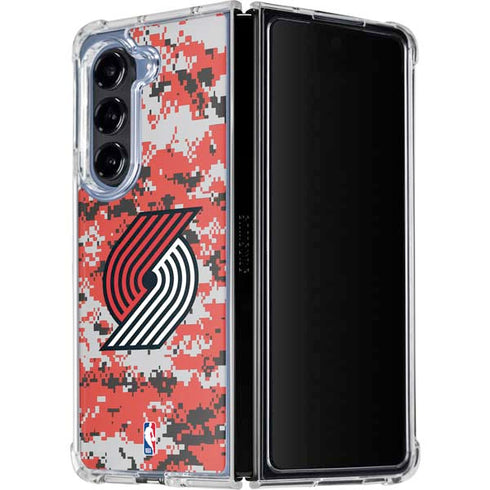 NBA Portland Trail Blazers Digi Camo Galaxy Z Fold5 5G Clear Case