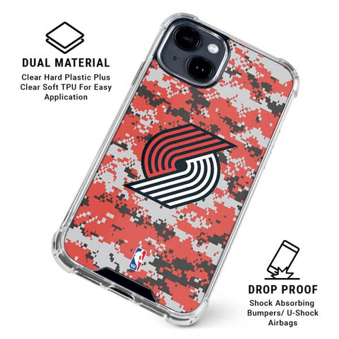 NBA Portland Trail Blazers Digi Camo iPhone 15 Clear Case
