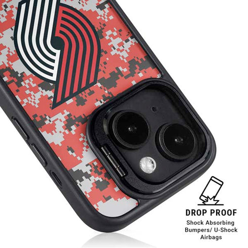 NBA Portland Trail Blazers Digi Camo iPhone 15 Plus Kickstand Case