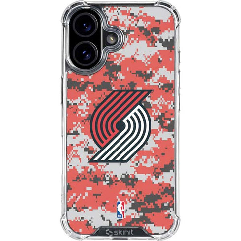 NBA Portland Trail Blazers Digi Camo iPhone 16 Clear Case